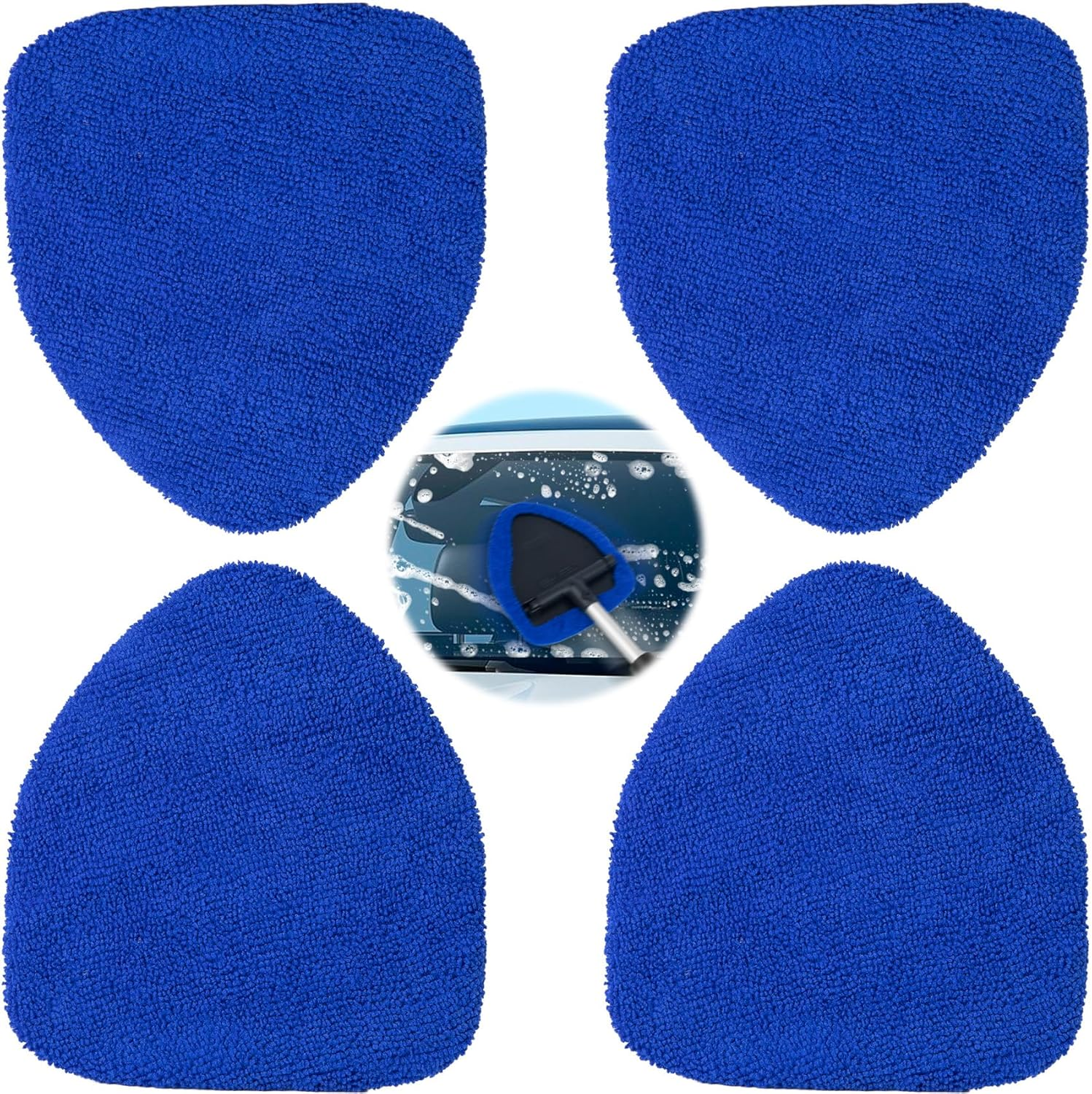 4PCS Blue Microfiber Car Windshield Cleaning Tool Pads