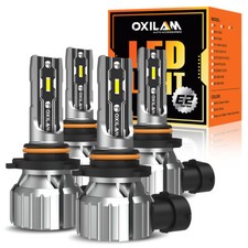 9005 9006 LED Headlights Kit Combo Bulbs 6500K High Low Beam Super White Bright