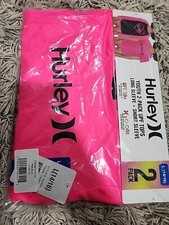 Girl's Hurley 2 Piece Swim Shirt Pink Black Size Large 14 - 16 Rash Guard