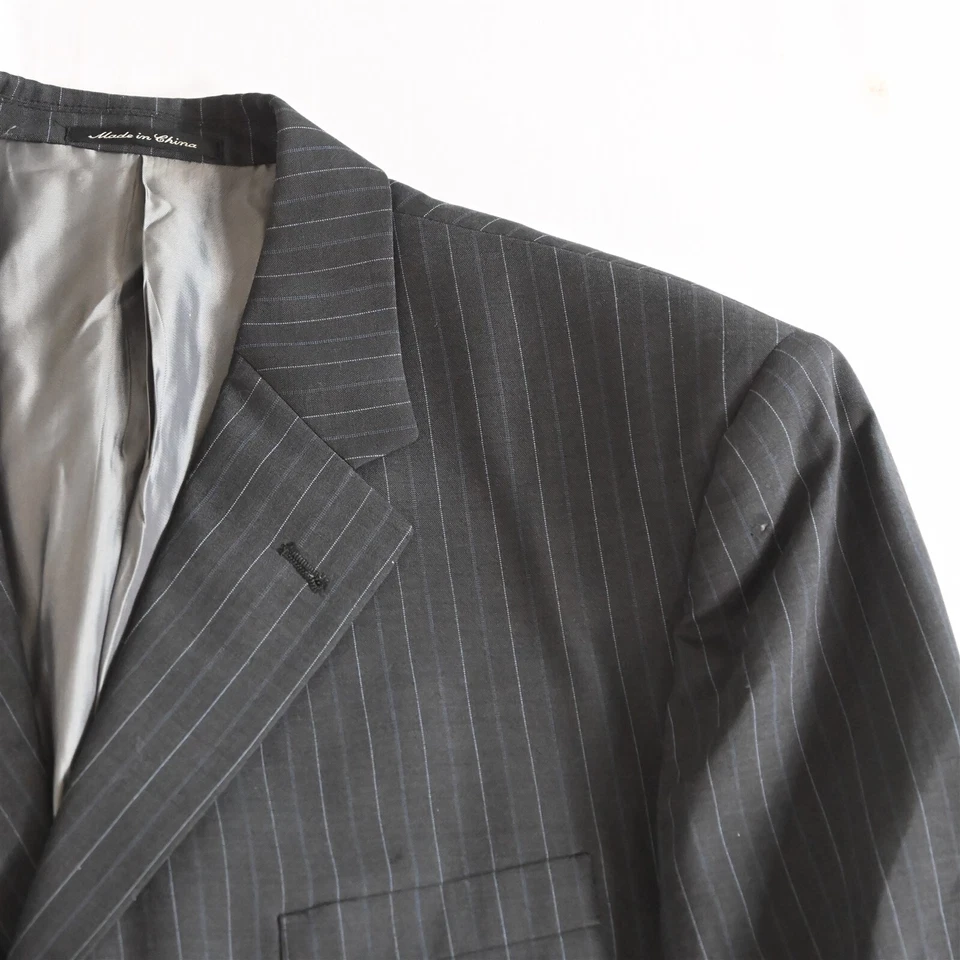 Murano 44S 34 x 28 серый полоски шерсти шелк кашемир Мужские пальто куртка брюки костюм - Изображение 2 из 4