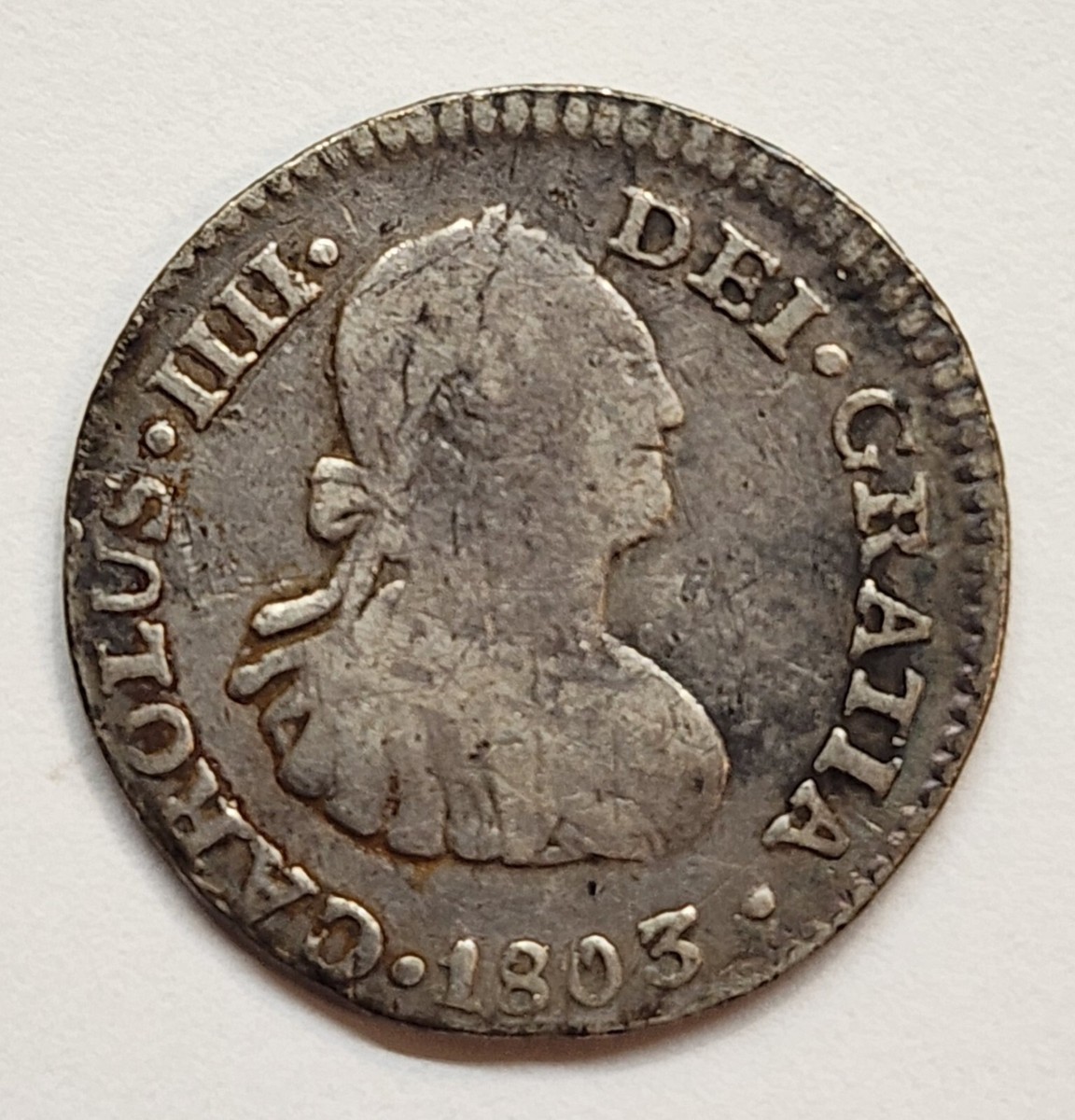 CAROLUS IIII 1/2 REAL F T MEXICO (NEW SPAIN) COLONIAL SILVER COIN