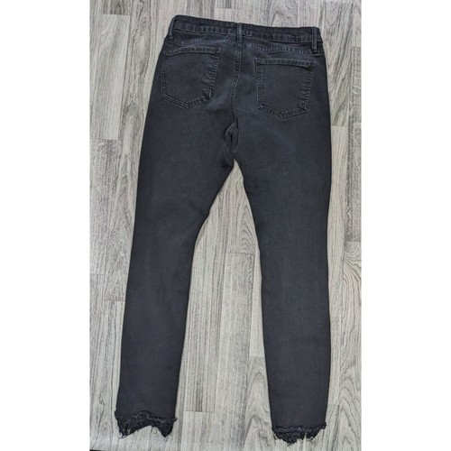 Just Black Womens Size 28 Fringe Hem Distressed Skinny Black Denim Jeans - Picture 2 of 11