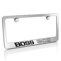 Ford Mustang Boss 302 Chrome Metal License Plate Frame on sale Ford Mustang Boss 302 Chrome Metal License Plate Frame on sale