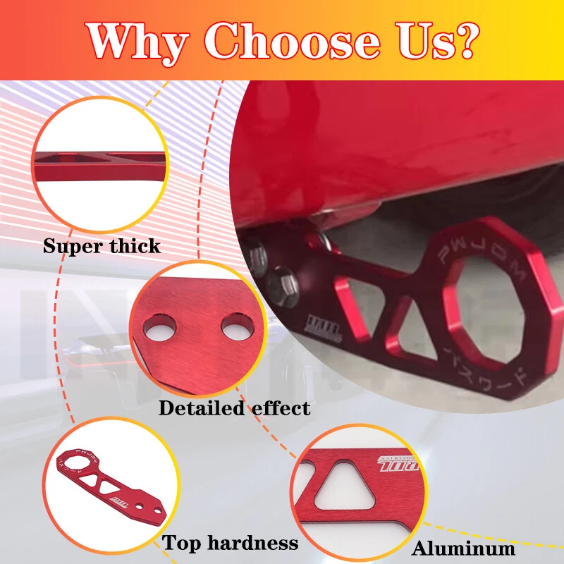 Red Universal Aluminum Racing Car Rear Tow Hook Trailer Hitches Ring For Honda - Imagem 3 de 4
