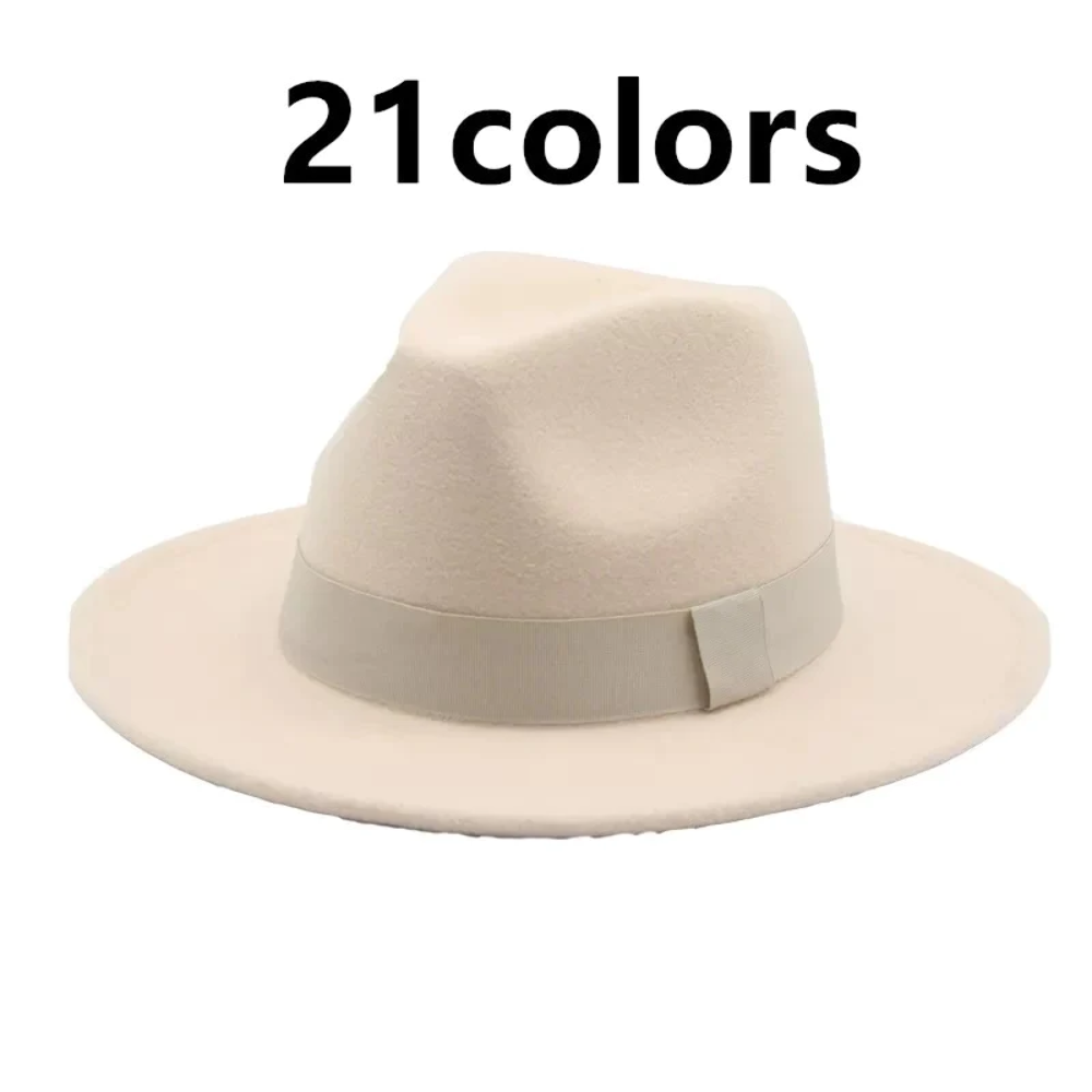 fedora hats women men ribbon band belt wide brim classic-image