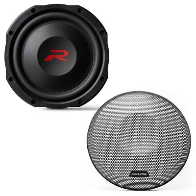 Alpine RS-W12D4 12'' R Series Dual 4Ω Shallow Subwoofer 600W + KTE-RS12G Grille
