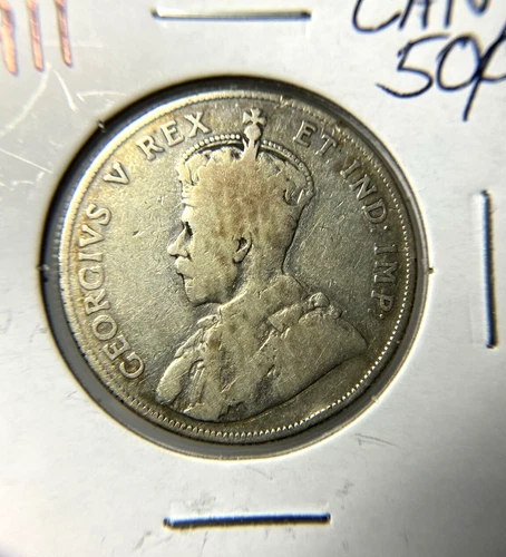 1911 Canada 50 Cents Good Canadian Half Dollar 92.5% Silver Lower Mintage