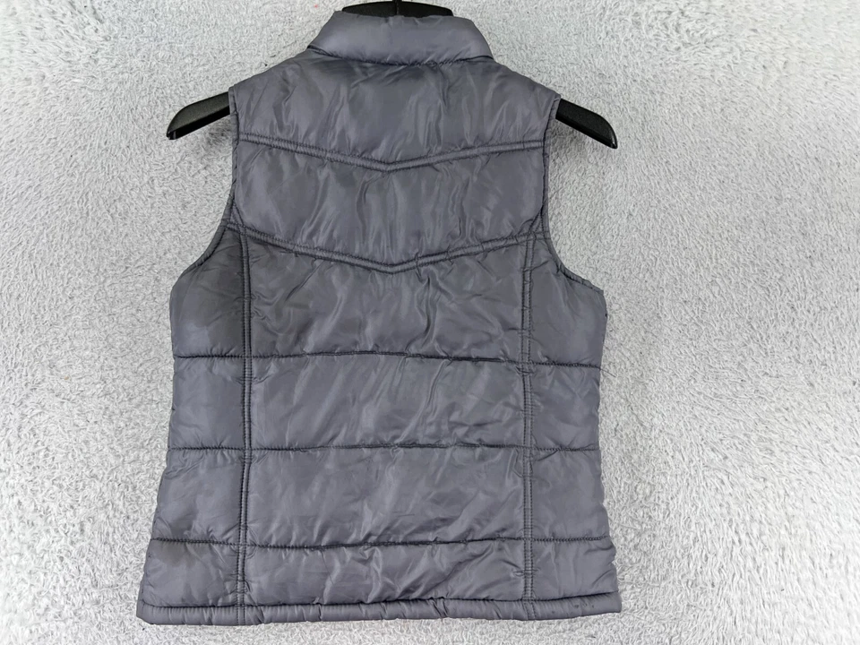 Antiguo Chaleco Azul Marino Niñas Grande Gris Puffer Cremallera Completa 100% Poliéster Forrado de Vellón Foto 2 de 4