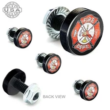 5 Black Aluminum Motorcycle Windshield Bolt Kit -  FIREFIGHTER CROSS - 011