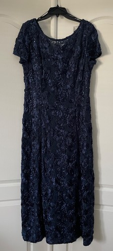 Alex Evenings Size 14 Navy Sequined Formal Dress