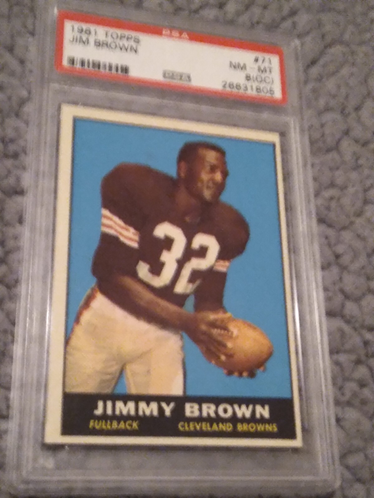 1961 Topps Football # 71 Jimmy Brown, PSA 8 O/C, SUPER QUALITY 🤢!