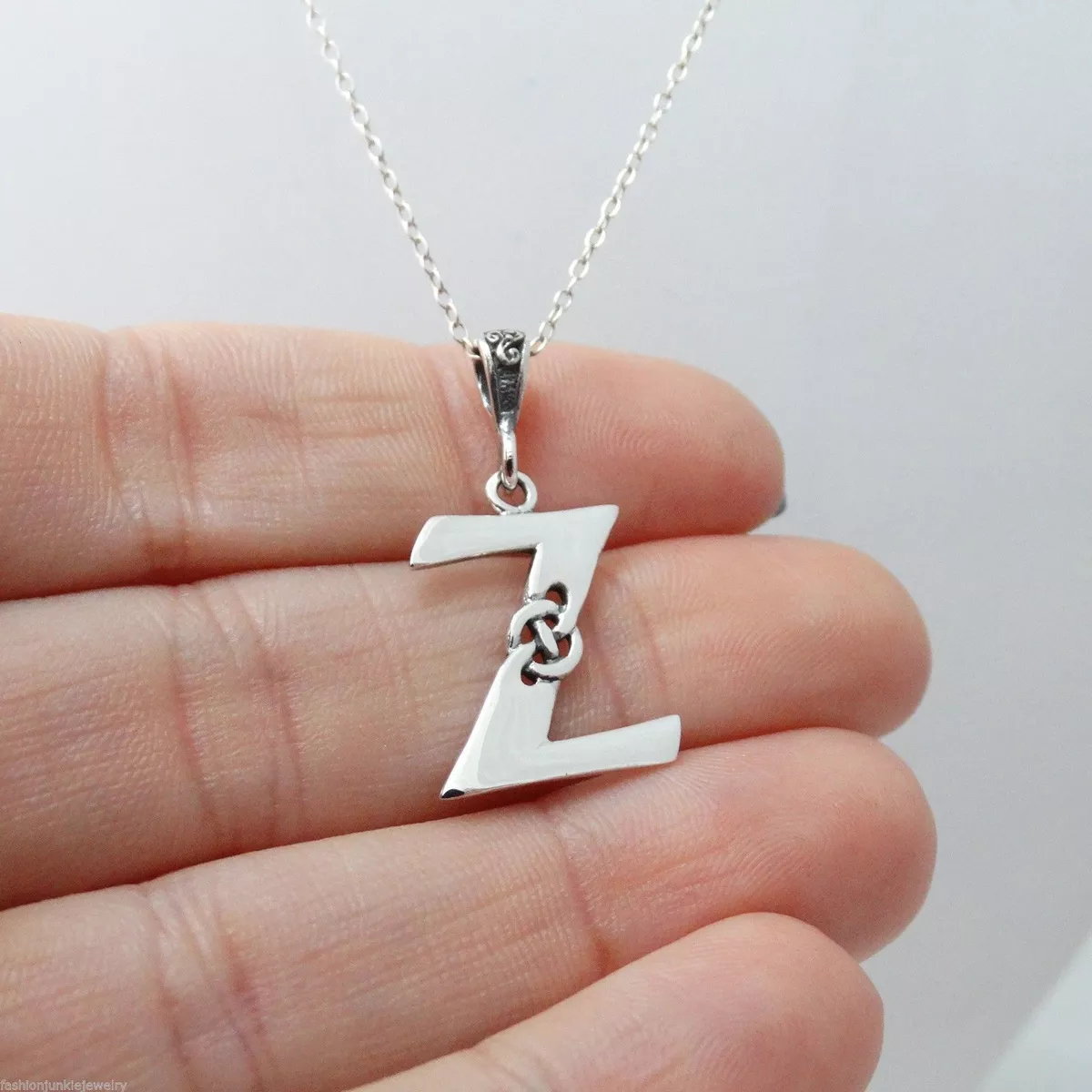 Initial Pendant Alphabet Jewelry CZ Sterling Silver Letters A to Z