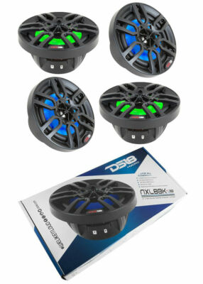 4 DS18 Hydro NXL8BK 8'' Black Marine Speakers UTV ATV Boat RGB LED Lights 2 Pair