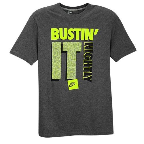Nike “Bustin' It Nightly” T-Shirt Charcoal Men's Small Nike “Bustin' It Nightly” T-Shirt Charcoal Men's Small