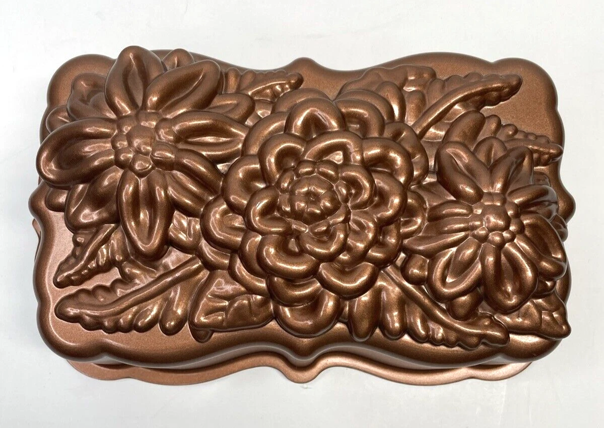 Nordic Ware 9" Wildflower Loaf Nonstick Aluminum Pan Copper Toffee