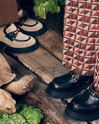 Gucci Leather Lug Sole Horsebit Loafer