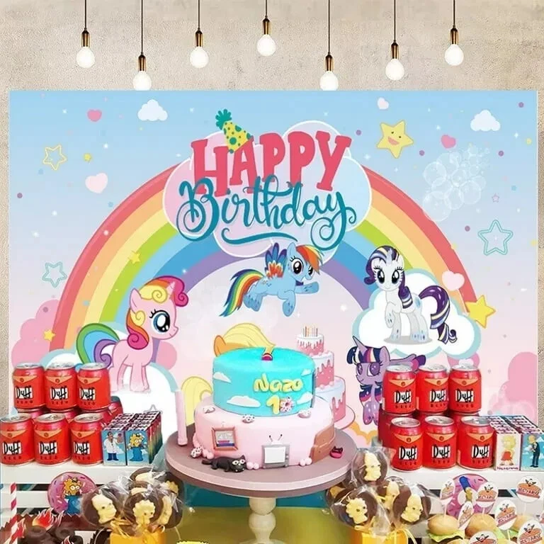 Декоративный фон для вечеринки на день рождения тема My Little Pony 5x3,5 фута - Изображение 4 из 4