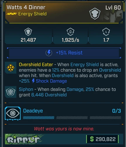 Borderlands 4 OP⭐ WATTS 4 DINNER SHIELD⭐25% SIPHON⭐ PC/XBOX/PS4/PS