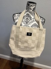 Borsa tote Vans Pergs Midi in tela a scacchi - beige farina d'avena