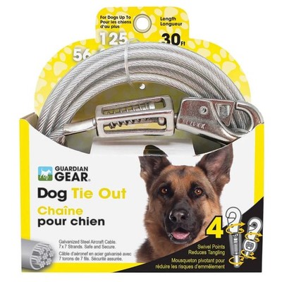 Boss Pet Edge Tie-Out Cable XL Dogs Up to 125lb 30ft Twin Swivel Spring