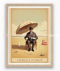 🎩 Affiche Humoristique HERCULE POIROT 🕵️‍♂️ | Illustration décalée & vintage ✨