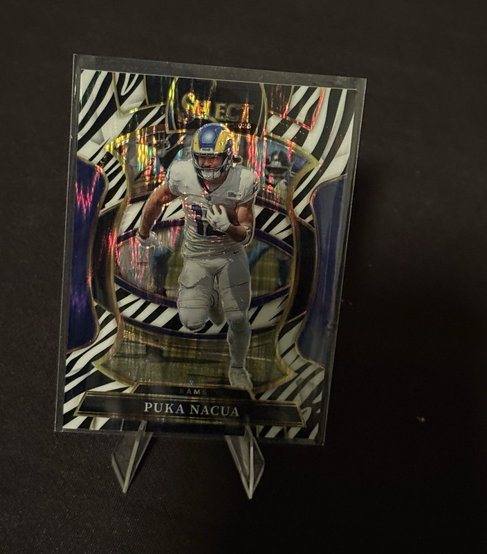 Panini 2025 Select Football Concourse Zebra Prizm Puka Nacua Rams #21
