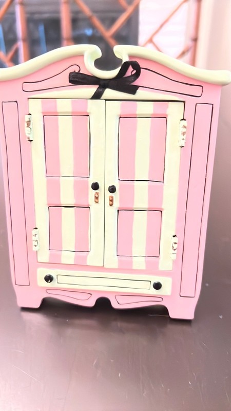 Lady Jane Pink & Green Lacquer  Striped Palm Beach Style Armoire Frame