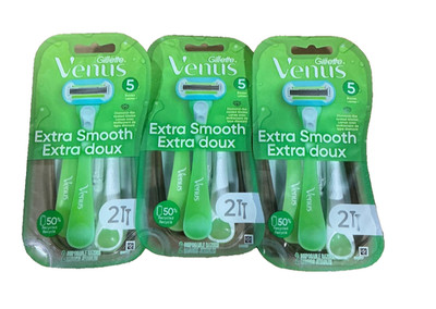 (3) 2 packs Gillette Venus Extra Smooth Disposable Razors 5 blade- Green