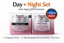 2 Pack EUCERIN Q10 Anti Wrinkle Face Cream All Skin Types AM/PM 1.7Oz Each