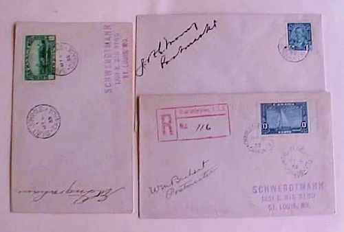 CANADA  FDC 1935 CHARLOTTSTOWN  13cents,,QUEBEC 5cent,ST. JOHN 10cents