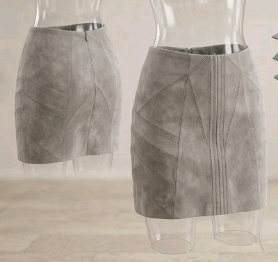 Jen Kao Gray Lambskin Mini Skirt Size 4 Silk Lined Quiet Luxury Minimalist USA