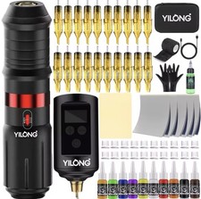 New Wireless Tattoo Pen Machine Kit Complete with 1500Mah Power Supply Needles