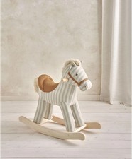 Mamas & Papas Sage Green Stripe Rocking Horse Wooden Nursery Ride-On Toy 24m+