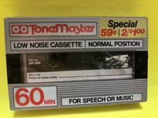 Tonemaster Cassette Tape Blank Low Noise Normal Position 60 Min New Sealed Free