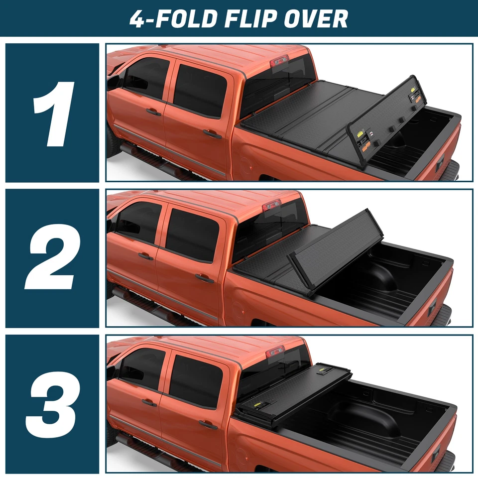 5.5FT Hard 4-Fold Tonneau Cover For 2015-25 Ford F-150 F150 Truck Bed Waterproof Foto 3 de 4