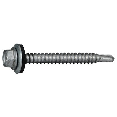#12 x 2'' Silver Hex Head Self-Drilling Screws with Sealing Washers (100 pcs.)