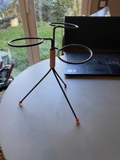 ancien porte plante pot tripode noir rouge Vintage année 50 60 métal rétractable