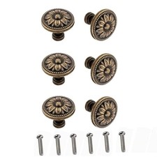 Vintage Flower Shape Cabinet Drawer Knobs,Pull Handle Metal Flower Shape