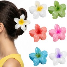 Hawaiian Flower Hair Clips   6 Pack Colorful Claw Clips for Women  Girls, La...