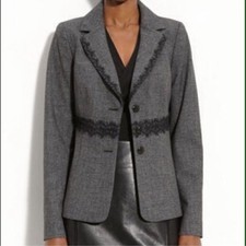 Classiques Entier For Nordstrom Women  s Gray  Blazer W/ Black Lace waist Sz 6