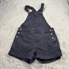 Old Navy Women's XS Black Wash Denim Shortalls Overall Shorts Classic Alt Grunge