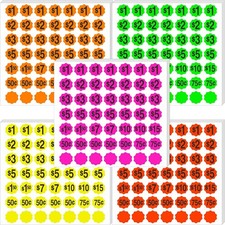 Garage Sale Sticker, Yard 3/4 INCH, Orange, Green, Pink, Yellow, and Red