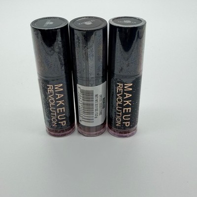 Lot of 3 Makeup Revolution Lipstick Reckless Smooth Long Lasting Formula 0.11 Oz