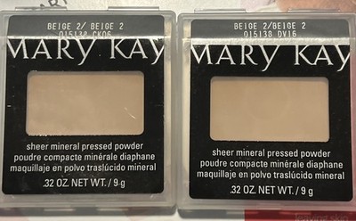 (Lot of two) Mary Kay Sheer Mineral Pressed Powder .32 oz  015138 DV16  Beige 2 
