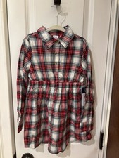 NWT Girls Size XS 4/5 Gap Kids Casual Long Sleeved Dress TR86 Plaid Print