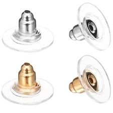 100Pcs Fishhook Earring Backs Silver Gold Bullet Clutch Backs for Pierced Earrin