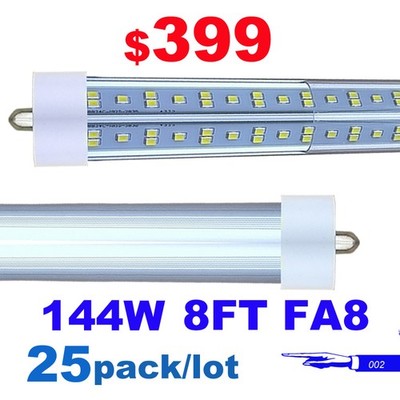 8Foot Led Shop Light 144W 8FT Single Pin Led Tube Light FA8 T8 LED Garage Lights