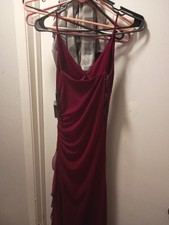 My Triangles Burgundy Sheer Ruched Long Sheath Dress Sleeveless Size S