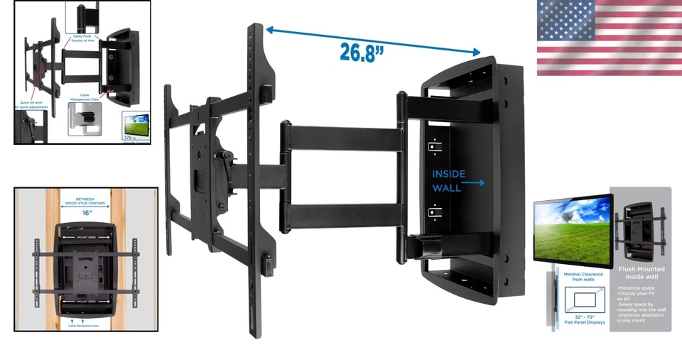 In-Wall TV Bracket with Swivel and Tilt for Optimal Viewing - Image 2 of 4