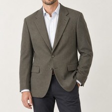 Ralph Lauren Chaps Mens Wool Sport Coat 44R Brown Glen Plaid Blazer Preppy